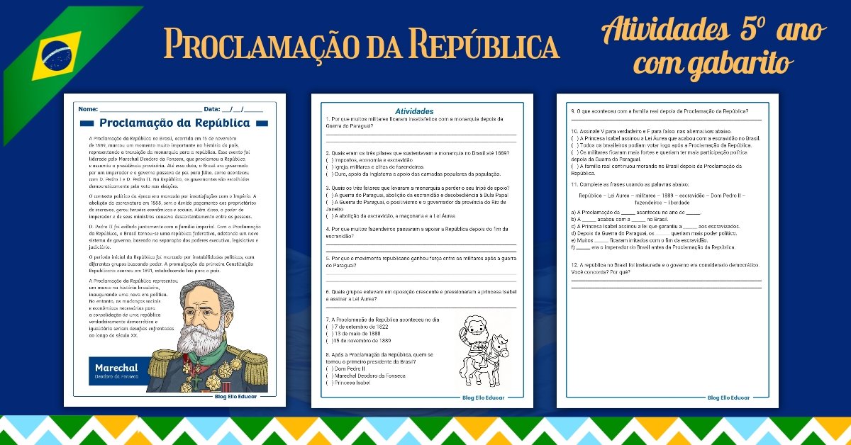 Atividades Proclamação da República - 4º ANO
