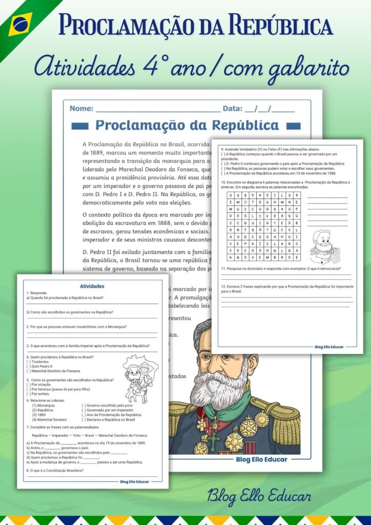 Atividades Proclamação da República 4° ano