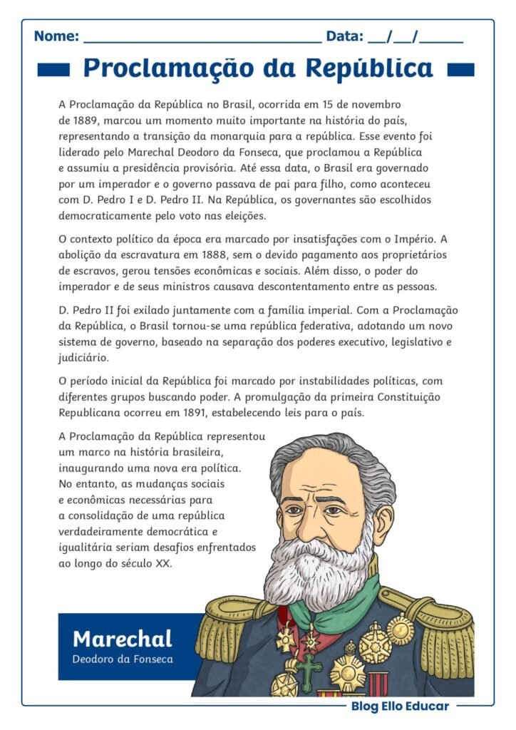 Atividades Proclamação da República 4° ano