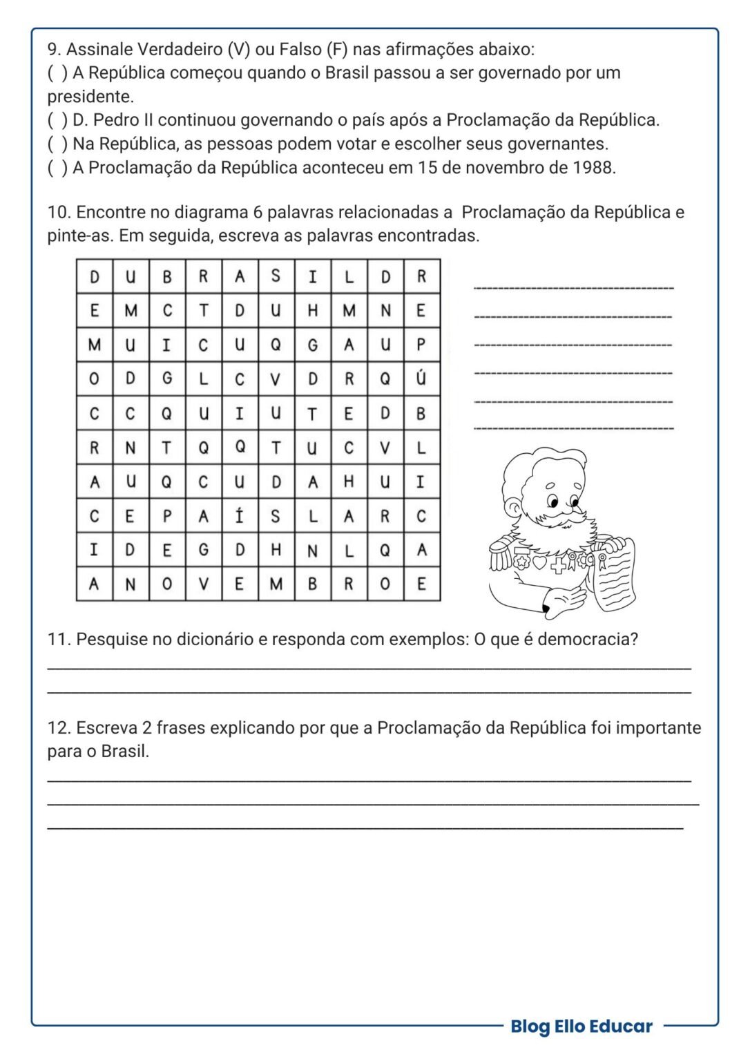 Atividades Proclamação da República 4° ano: material gratuito - Ello Educar