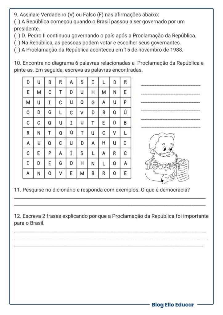 Atividades Proclamação da República 4° ano