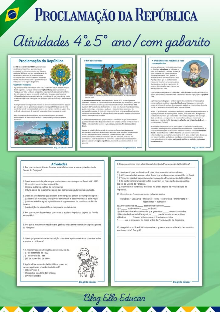 Atividades Proclamação da República 4° e 5° ano