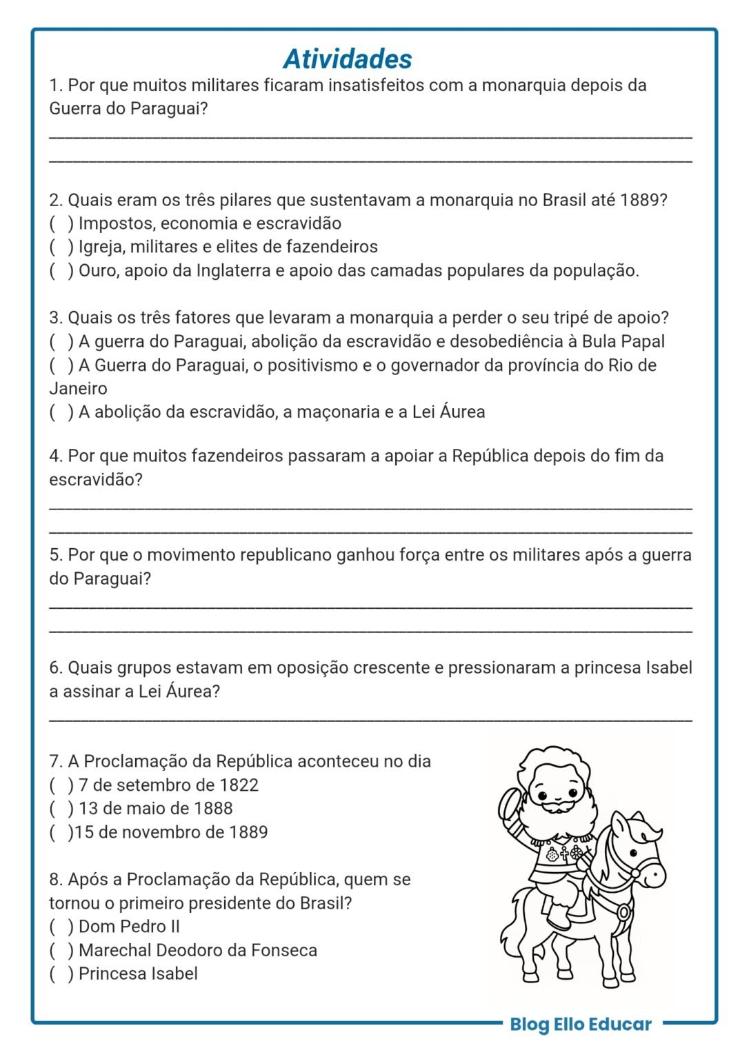 Atividades sobre a Proclamação da República 4° e 5° ano em PDF: baixe ...