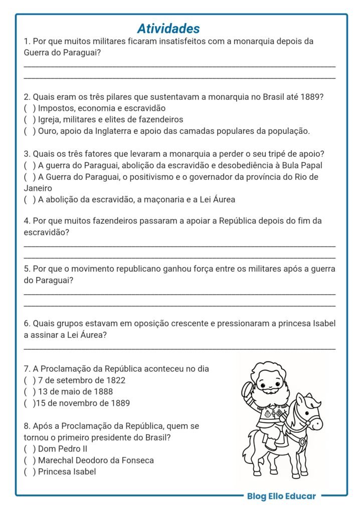 Atividades sobre a Proclamação da República