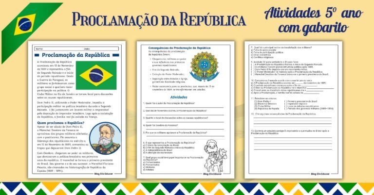 Atividades Proclamação da República - 5° ano