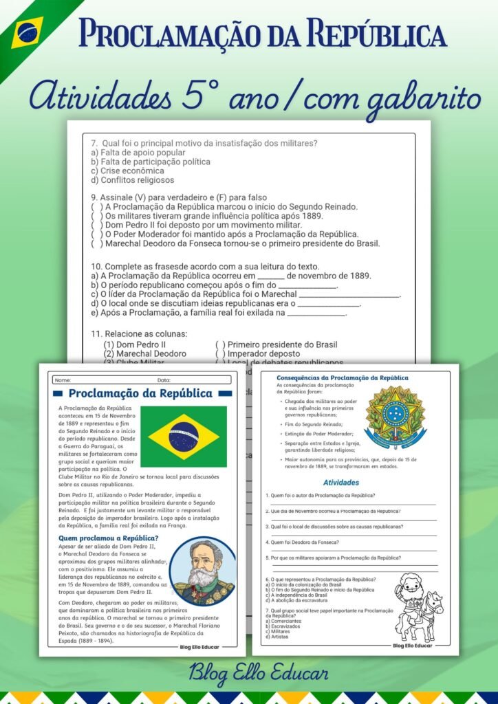 Atividades Proclamação da República 5° ano