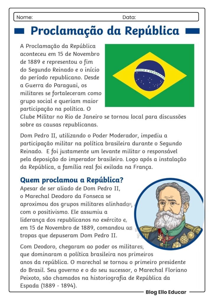 Atividades Proclamação da República 5° ano