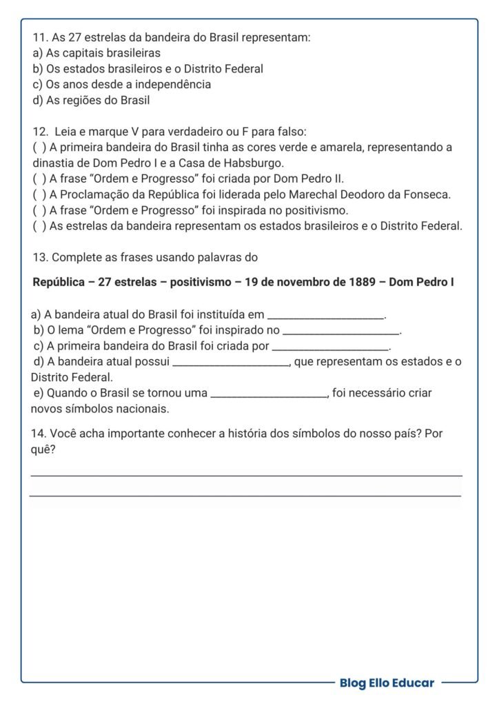 Atividades da Bandeira do Brasil