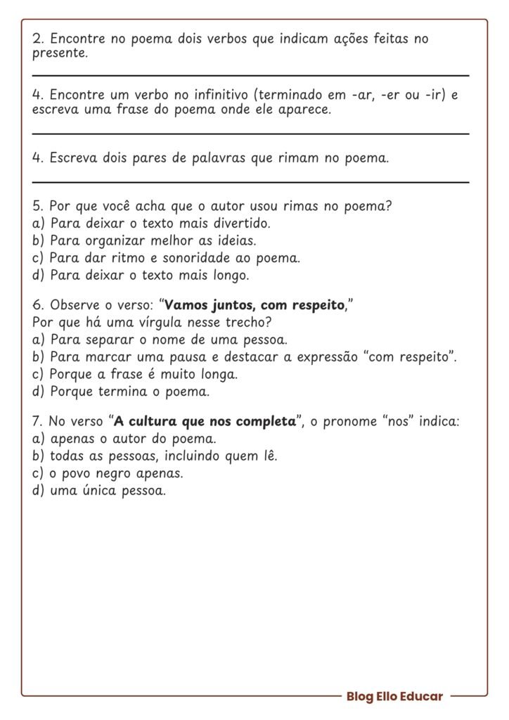 Atividades sobre o dia da Consciência Negra - 4° e 5° ano