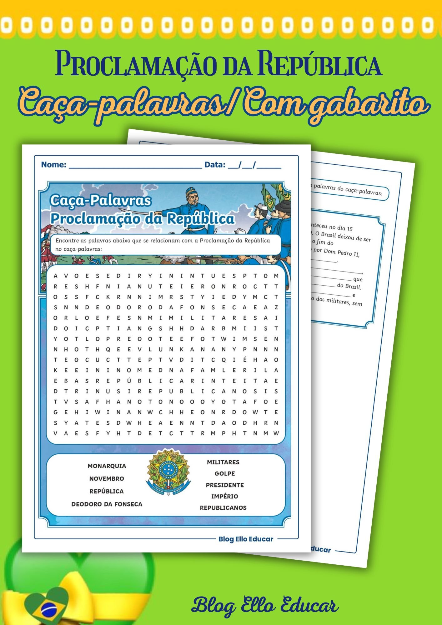 Caça-palavras Proclamação da República