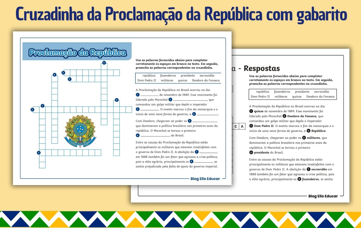 CRUZADINHA DA PROCLAMAÇÃO DA REPÚBLICA.