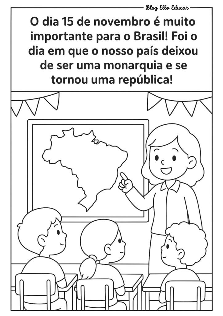 Desenho da Proclamação da República para colorir