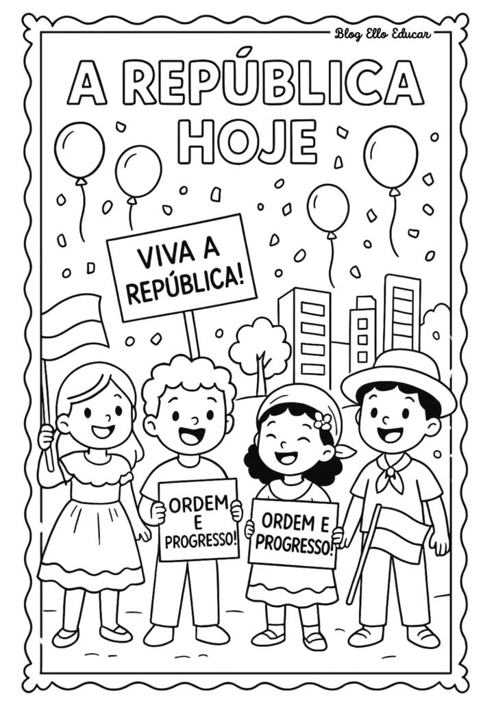 Desenho da Proclamação da República para colorir