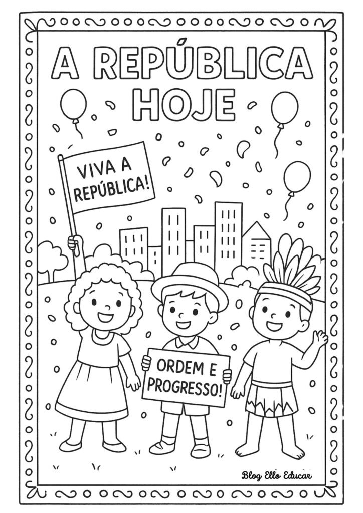 Desenho da Proclamação da República para colorir