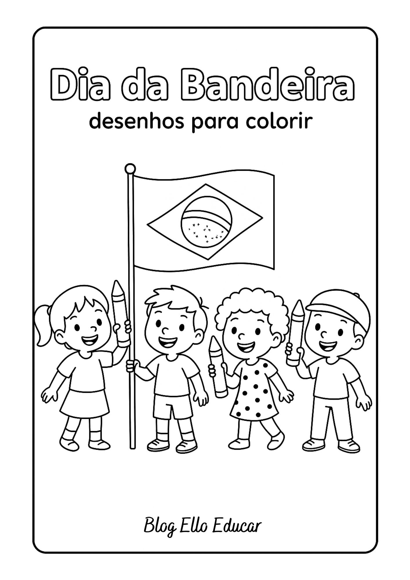 Desenho do Dia da Bandeira para colorir