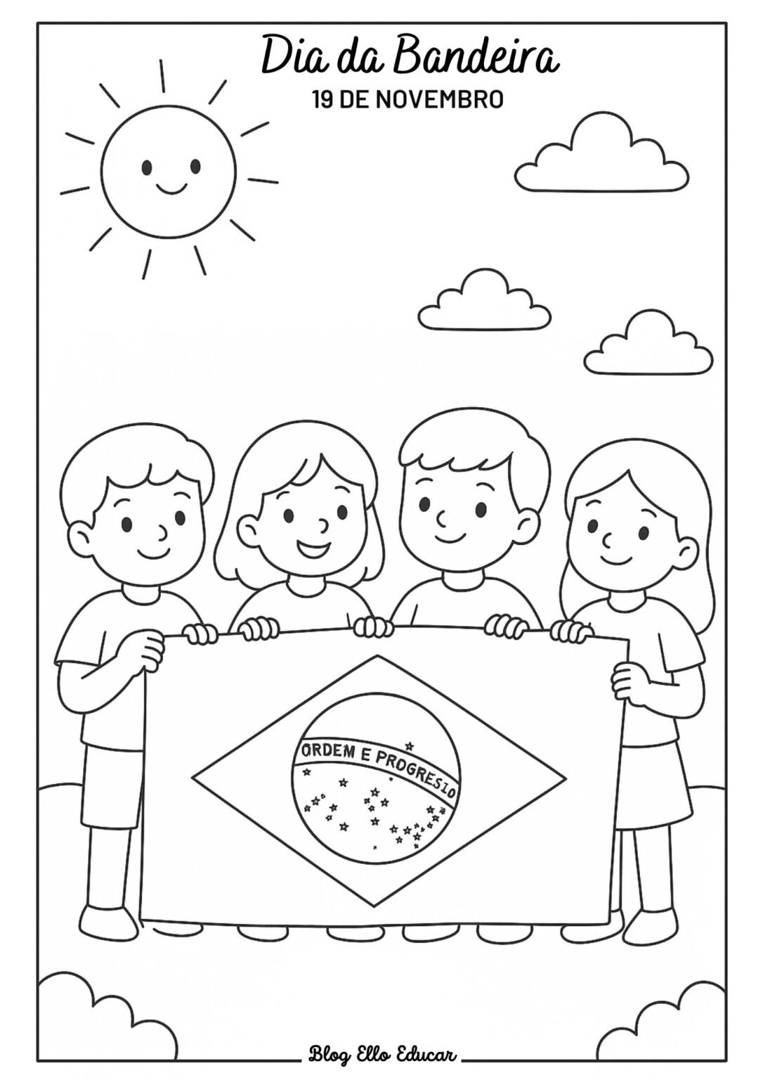 Desenhos do Dia da Bandeira para Colorir Grátis (PDF)
