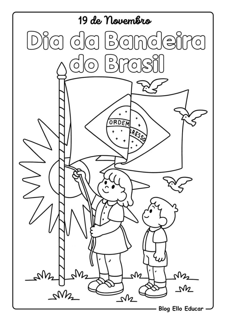 Desenhos do Dia da Bandeira para colorir 