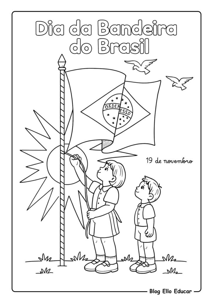 Desenhos do Dia da Bandeira para colorir 