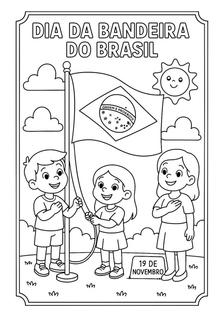 Desenhos do Dia da Bandeira para colorir 