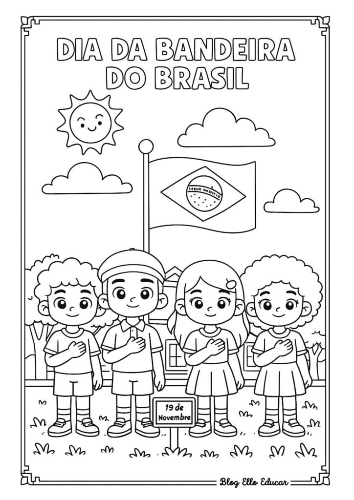 Desenhos do Dia da Bandeira para colorir 