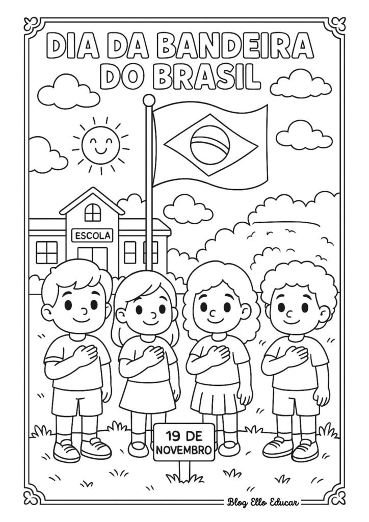 Desenhos do Dia da Bandeira para colorir 