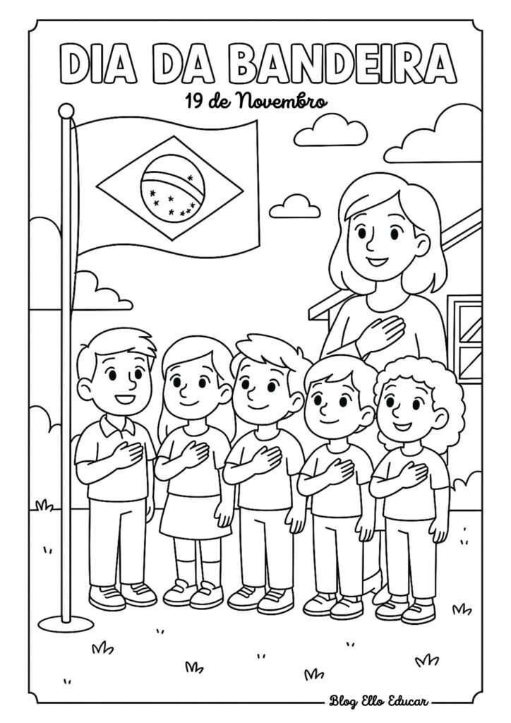 Desenhos do Dia da Bandeira para colorir 