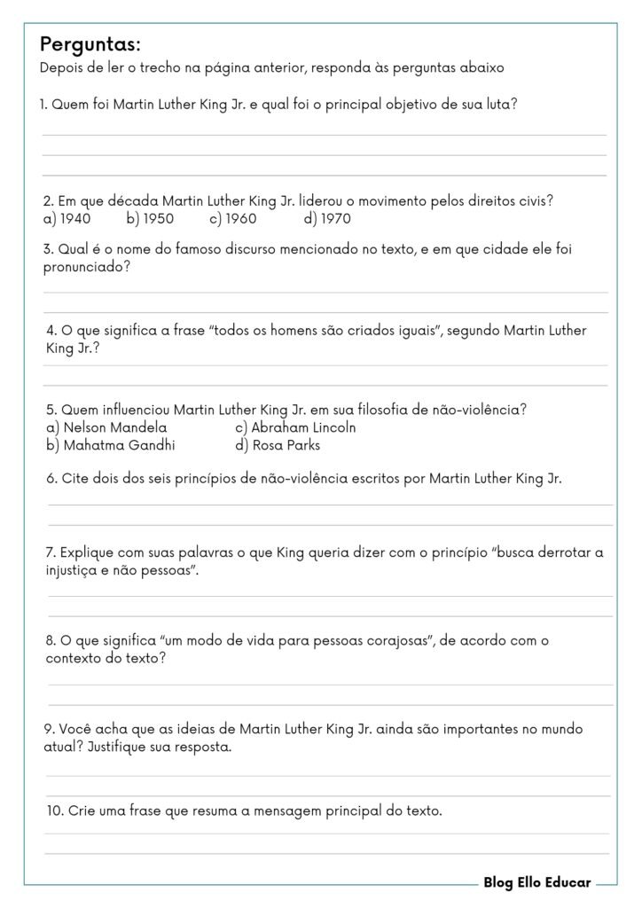 Princípio de não violência de Martin Luther King