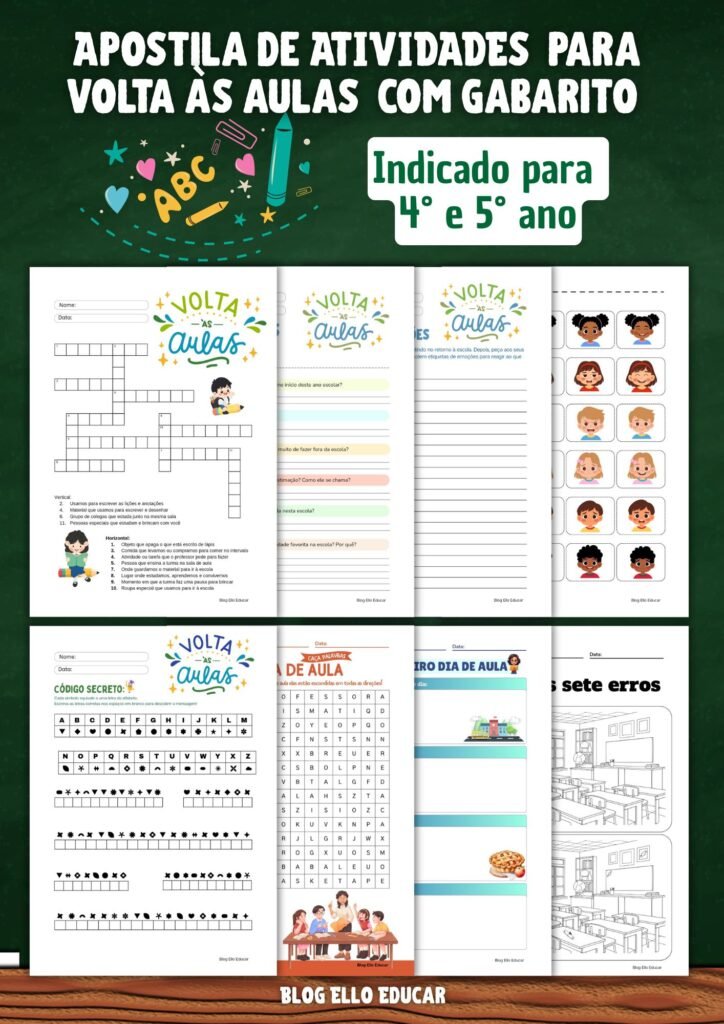 ATIVIDADES DE VOLTA ÀS AULAS - 4° e 5° ano