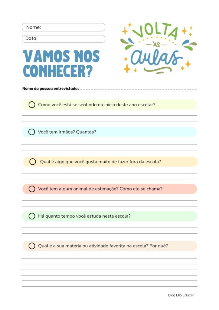 Atividades de Volta às aulas - 4° e 5° ano