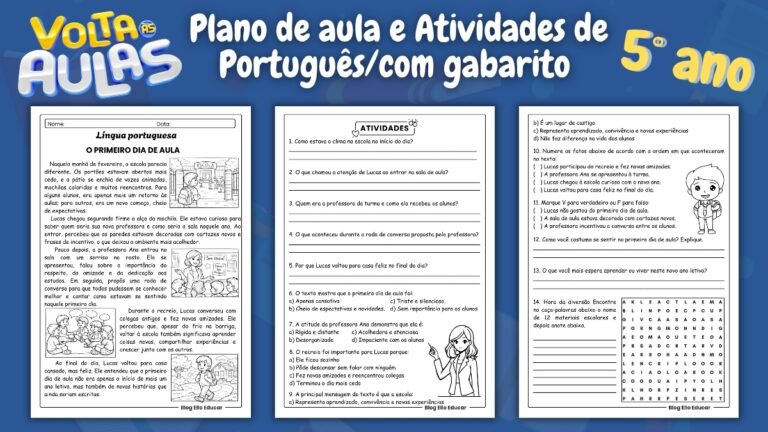 Atividades Volta às aulas 5° ano.