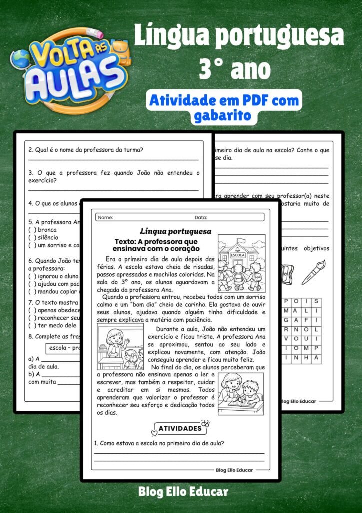 Atividades de volta às aulas 3º ano