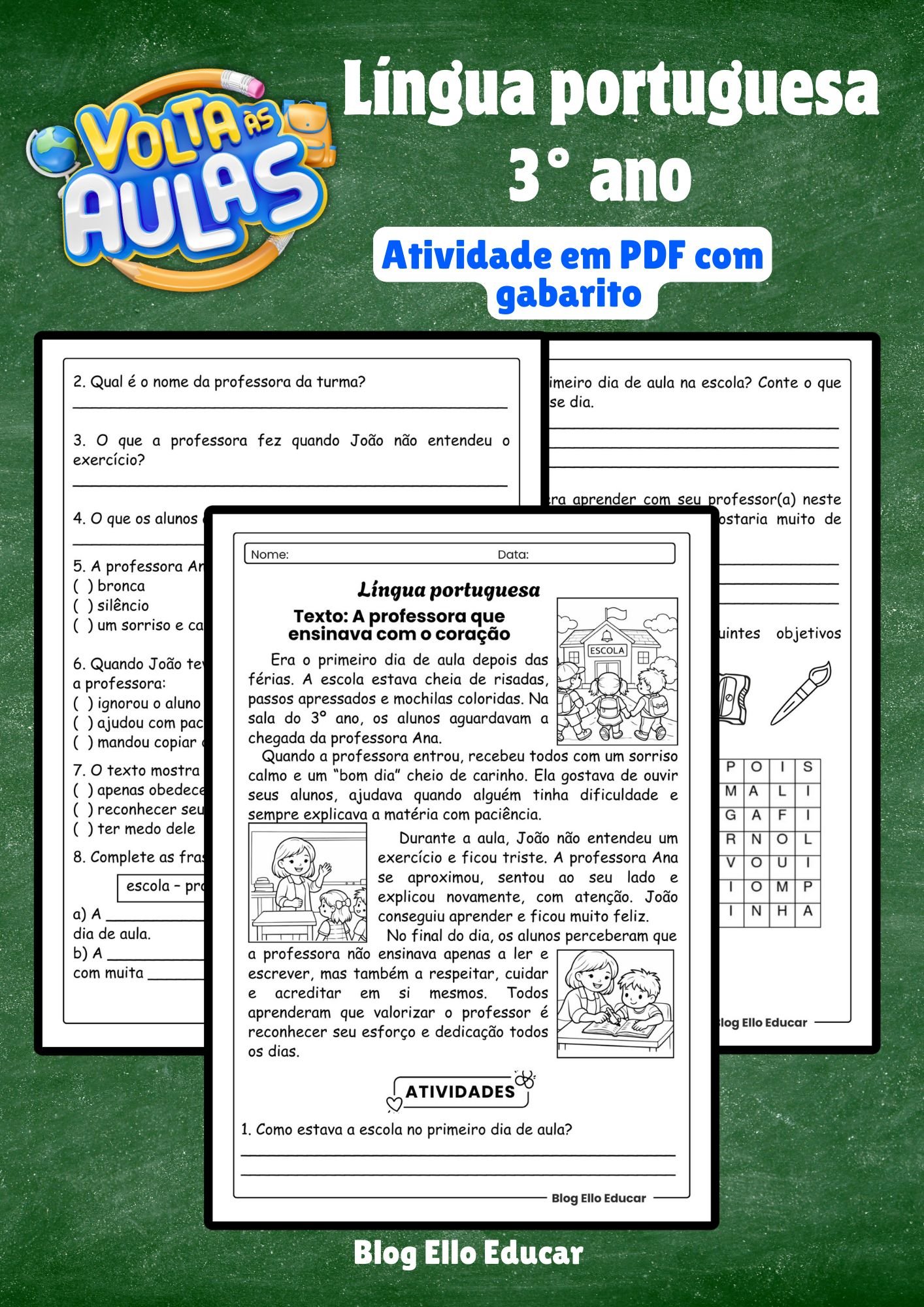 Atividades de volta às aulas 3º ano