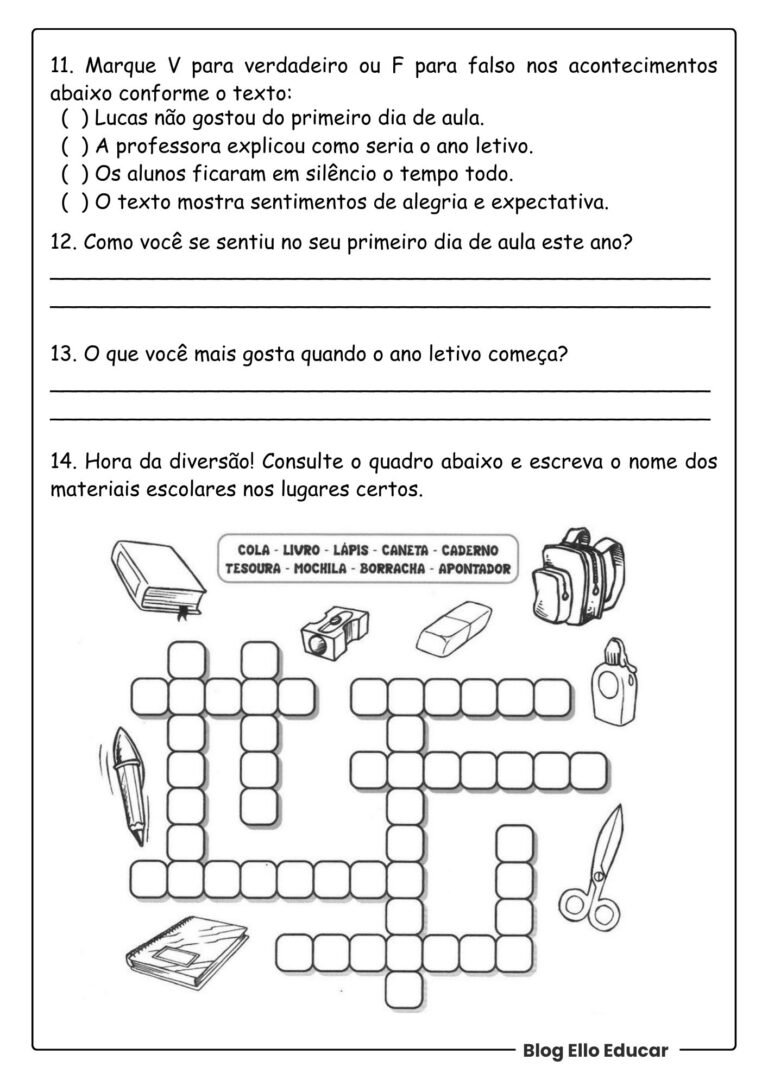 Atividades de Volta às Aulas 4° ano: Baixe PDF gratuito com gabarito