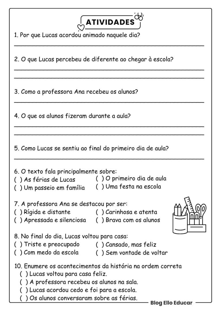 Atividades de Volta às Aulas 4° ano: Baixe PDF gratuito com gabarito