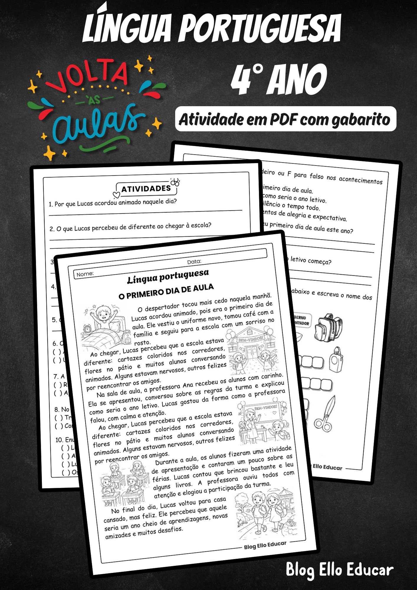 Atividades de volta às aulas 4° ano