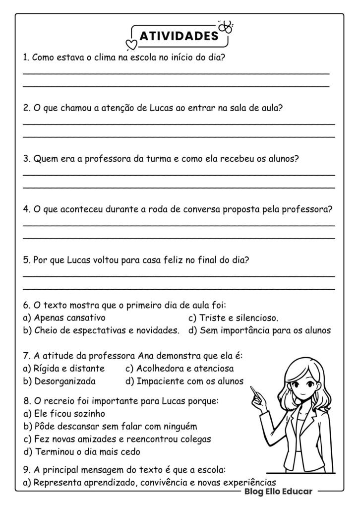 Atividades de volta às aulas 5° ano