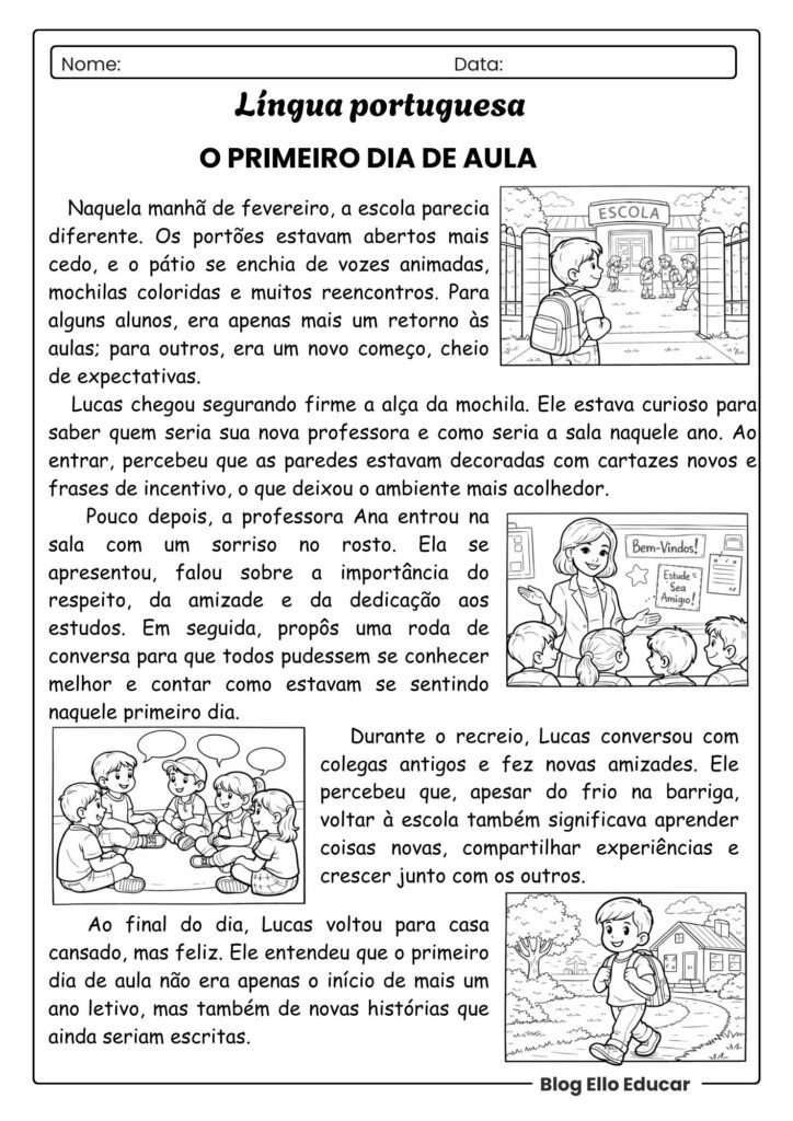 Atividades de volta às aulas 5° ano