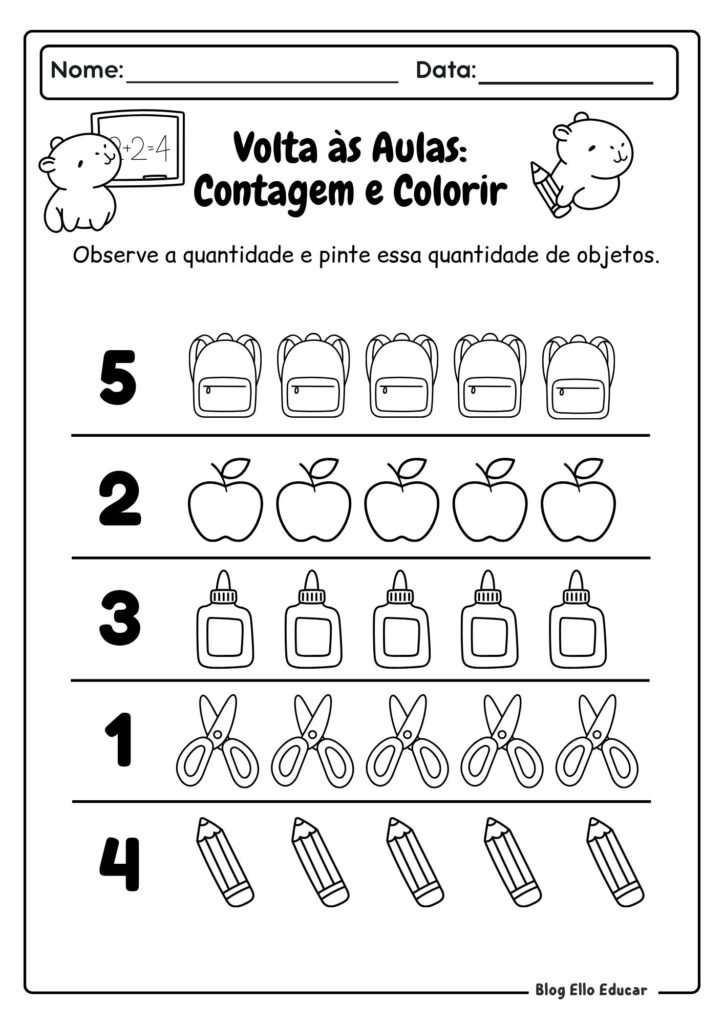 Atividades volta às aulas - educação infantil