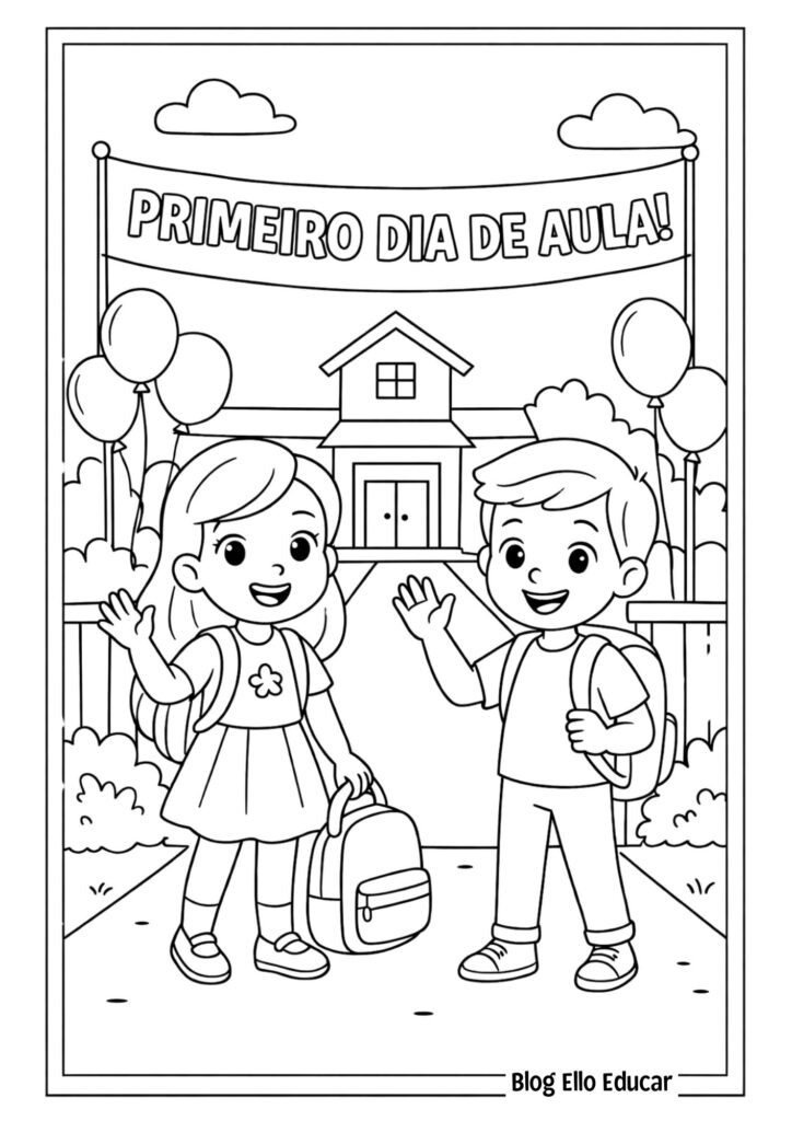 Desenhos volta às aulas para colorir