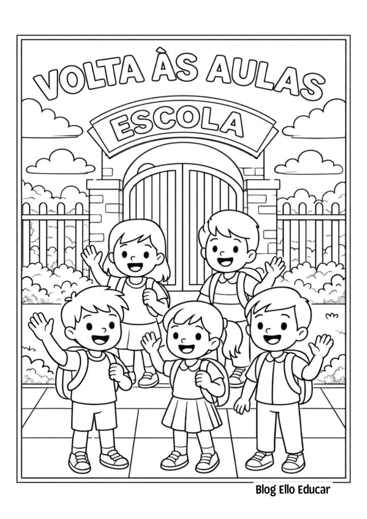 Desenhos volta às aulas para colorir