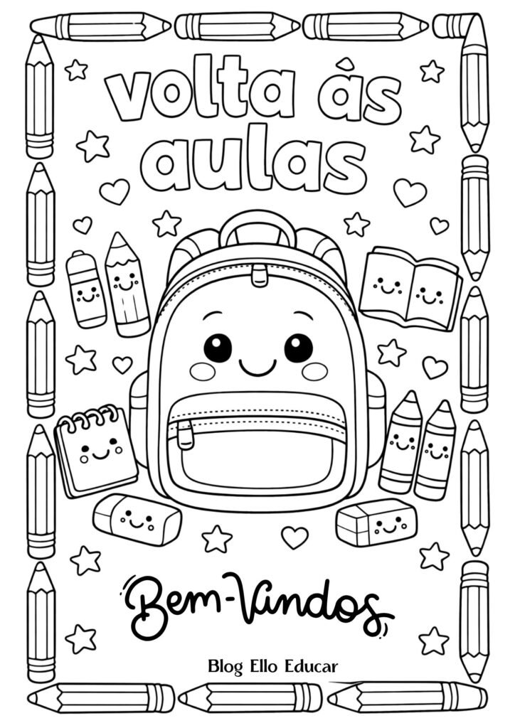 Desenhos volta às aulas para colorir