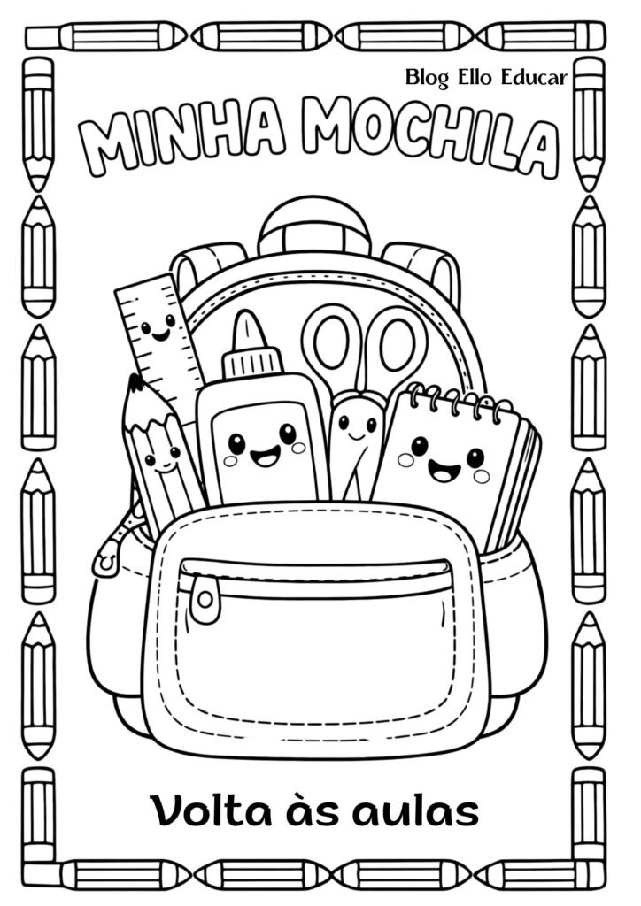 Desenhos volta às aulas para colorir