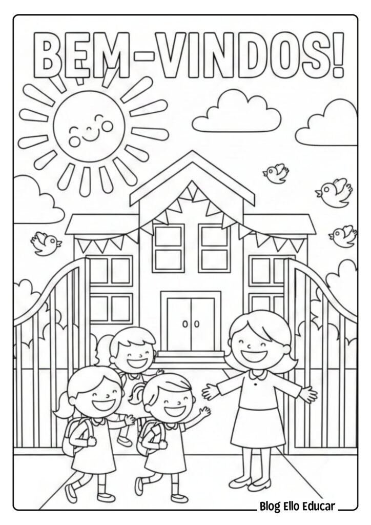 Desenhos volta às aulas para colorir