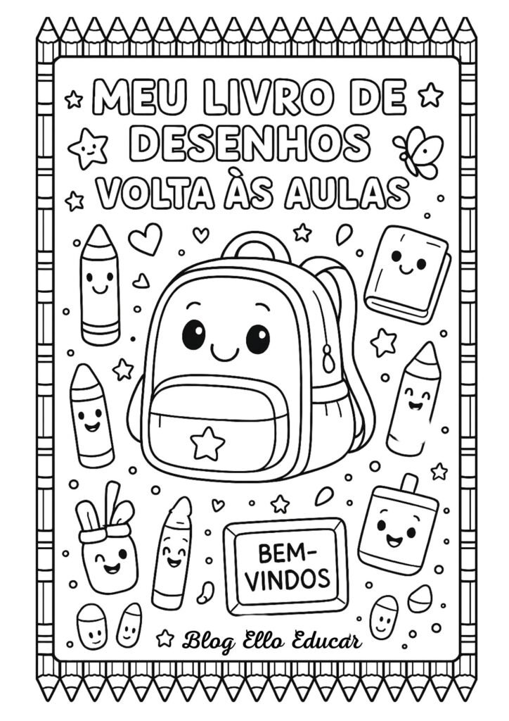 Desenhos volta às aulas para colorir