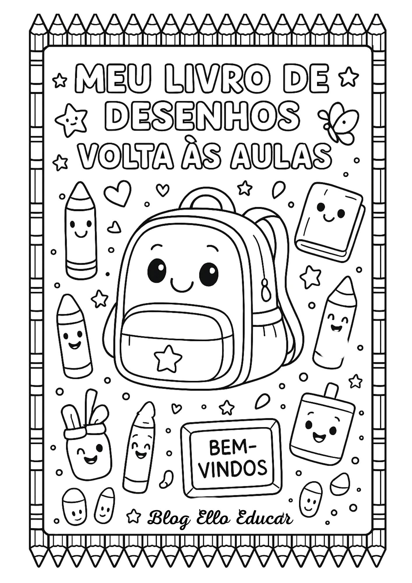 Desenhos volta às aulas para colorir