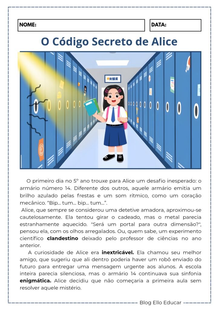 Atividade Volta às aulas diagnóstico 5° ano