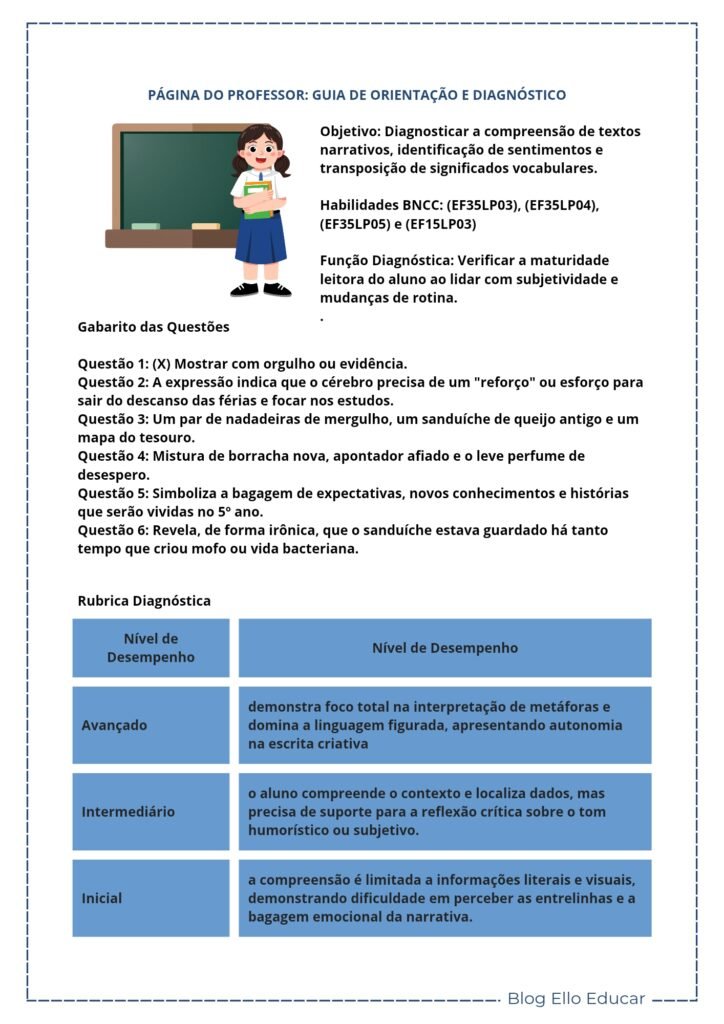 Atividade Volta às aulas diagnóstico 5° ano