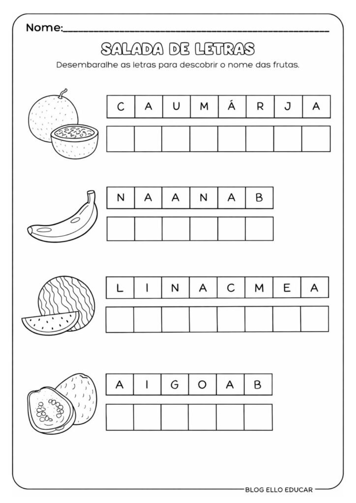 Atividade diagnóstico - 1° , 2° e 3° ano