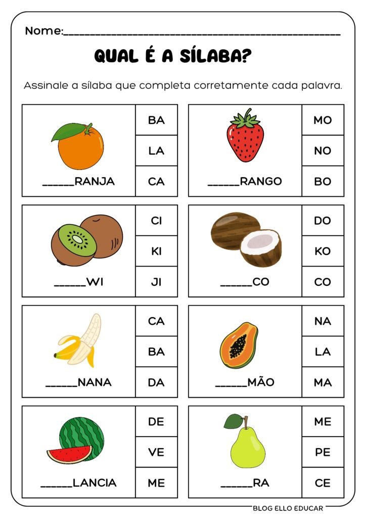 Atividade diagnóstico - 1° , 2° e 3° ano
