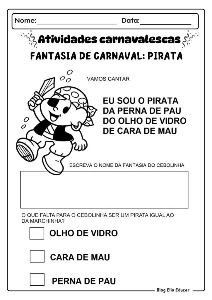 Atividades de Carnaval - alfabetização